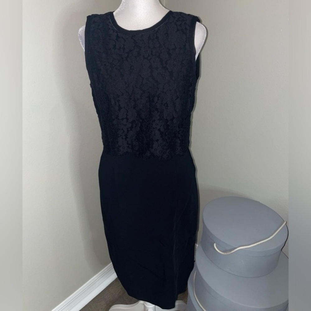 REBECCA TAYLOR Refined Suiting Lace Event Dress Sleeveless Black Size 2